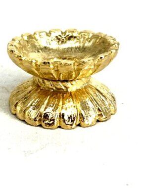 Egg Stand Metal Gold Tone Scalloped Edge 1 x 1.50" Hollywood Regency MCM Italy